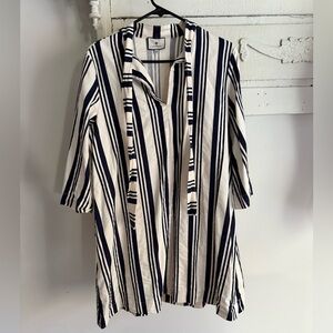 Tuckernuck Navy Stripe Montauk Boxy 3/4 Casual Sleeve Mini Dress Size S. EUC